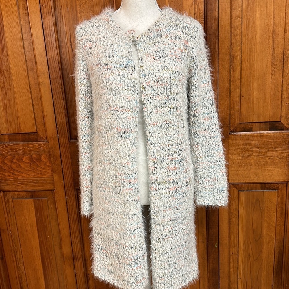 Solitaire by Ravi Khosla Anthro Popcorn Knit Soft Cozy Open-Front Cardigan S